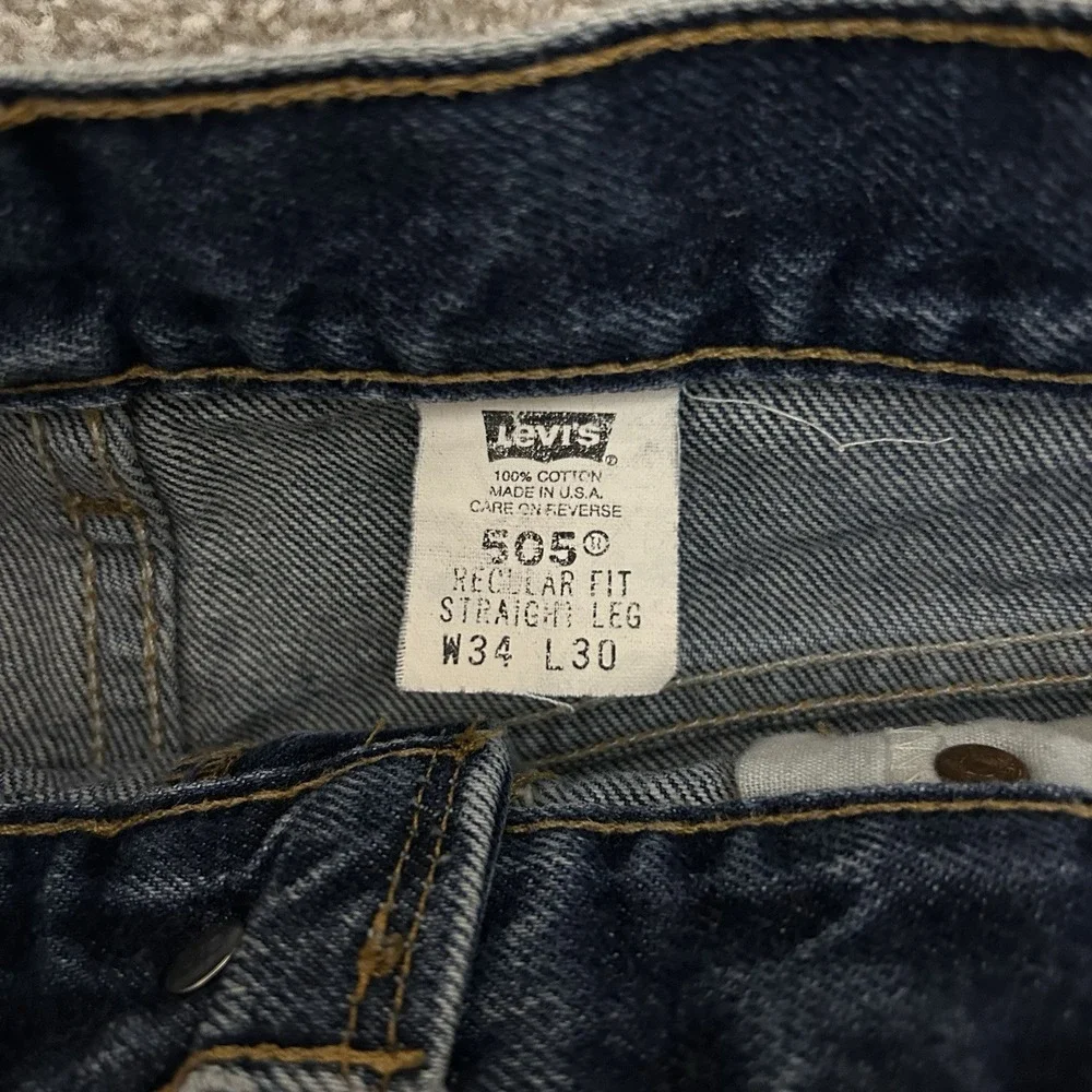 VTG Levis 505 Men's 34x30 Straight Leg Distressed‎ Denim Red Tab Made In USA